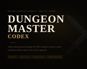 Plantilla de concepto para el Dungeon Master Codex, D&D 5e Campaign Manager (Descarga digital)