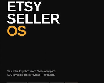 Plantilla de Notion para vendedores de Etsy / Seguimiento de tienda, SEO, ingresos, pedidos