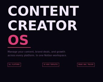 Plantilla de Notion para creadores de contenido, planificador de redes sociales y gestor de acuerdos de marca (descarga digital).
