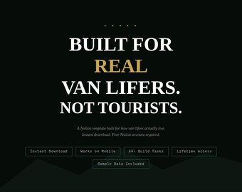 Plantilla de Notion para Van Life OS / Planificador, Presupuesto, Camping, Seguimiento de la construcción