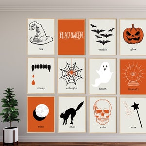 Halloween 12-poster bundle INSTANT DOWNLOAD, Gallery Wall Set, Halloween printable wall art, Halloween decor, Halloween prints