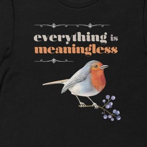 Everything is Meaningless Robin Nihilism Unisex Shirt | Existential Dread Shirt | Funny Existentialism Shirt | Emo Shirt | Back to School