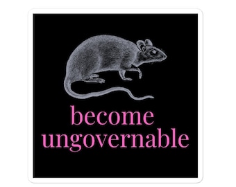 Become Ungovernable Sticker | Pink Anarchist | Revolutionary Rat Decal | Leftist Punk | Socialist Laptop Sticker