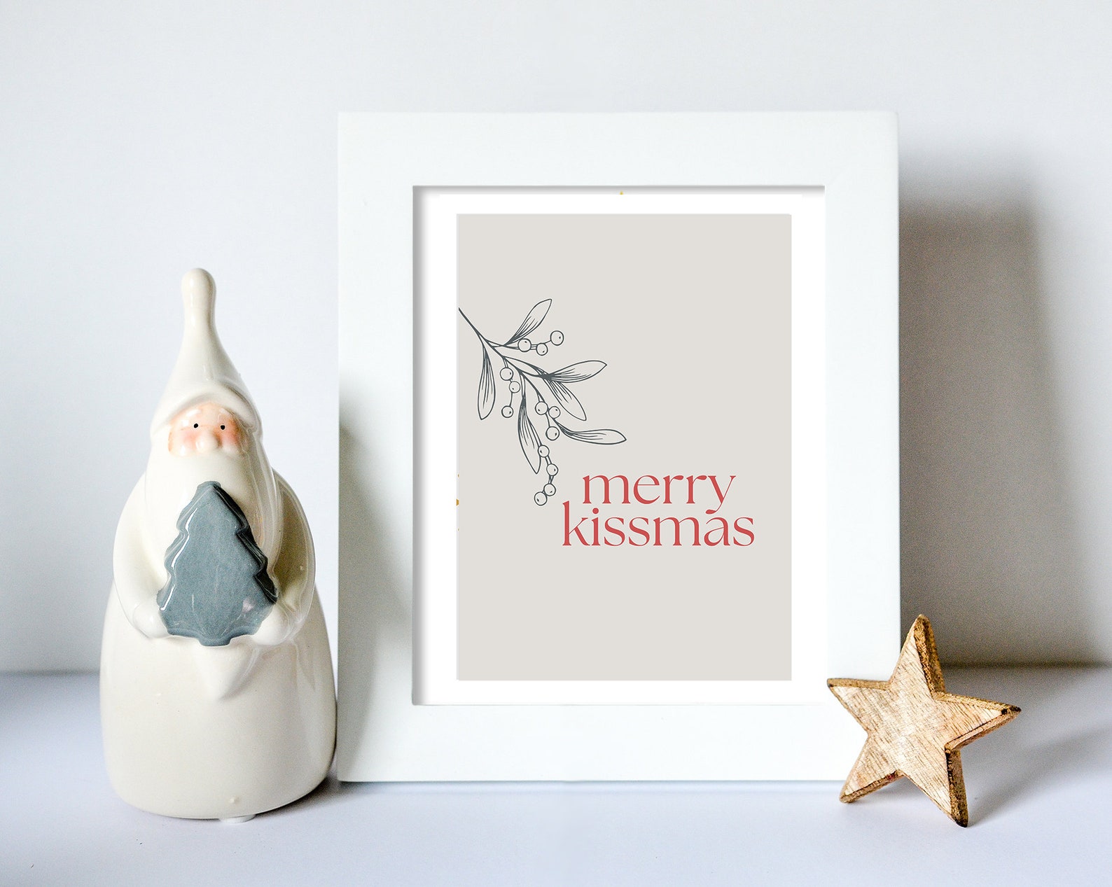 Printable merry Kissmas Card INSTANT DOWNLOAD, Vintage Inspired Style ...