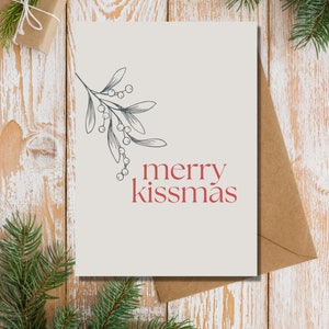 Printable merry Kissmas Card INSTANT DOWNLOAD, Vintage Inspired Style ...