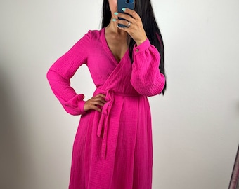 Vintage Handmade Muslin Dress for Women | Soft Lightweight Boho Chic Summer Sundress | Elegant Breezy Comfortable Casual Wear