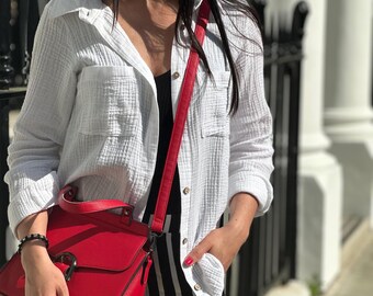 Women’s Long Sleeve Button Shirt, Lightweight Summer Blouse, Colorful Beach Vacation Cover, Classic Soft Top for Everyday Wear