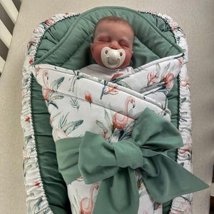 Manta envolvente de algodón acogedora para recién nacidos con lazo / Saco de dormir extra suave para bebés / Edredón neutro para bebés y saco de dormir para volver a casa