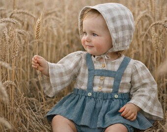 Organic Baby Linen Shirt Long Sleeve Button-Up Lightweight Unisex Toddler & Infant Summer Blouse Everyday and Special Occasion Wear
