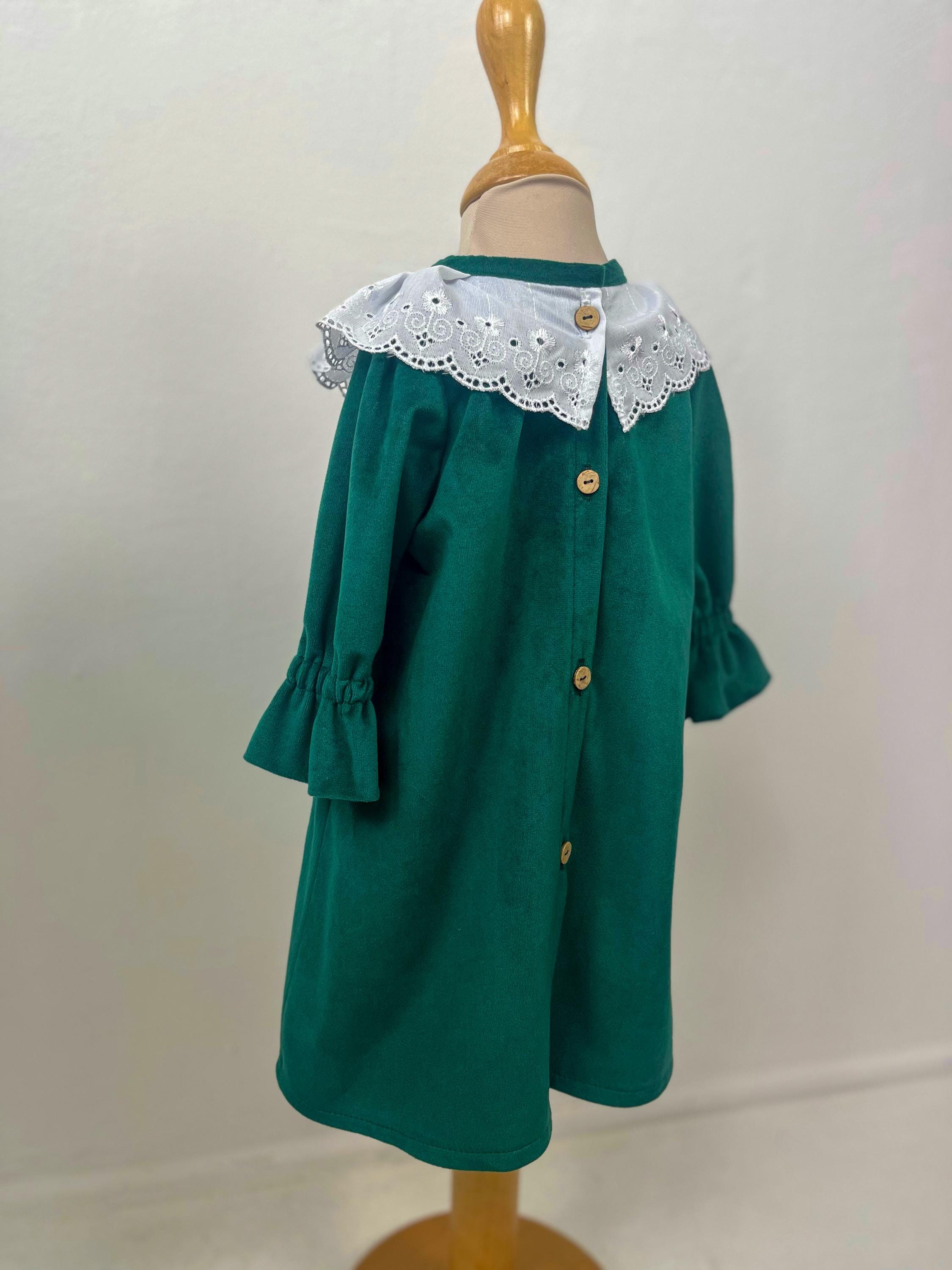 green velvet infant christmas dresses Christmas Girl Hunter Green Holiday Fall Winter Velvet Knee Length Rustic  Chic Trendy Infant Toddler Girl Photoshoot Birthday Girl Dress