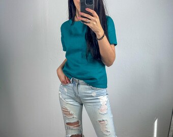 Vintage Linen Half Sleeve Tee for Women - Lightweight Breathable Buttoned Boxy Blouse, Casual Loose-Fit Summer & Spring Everyday Top