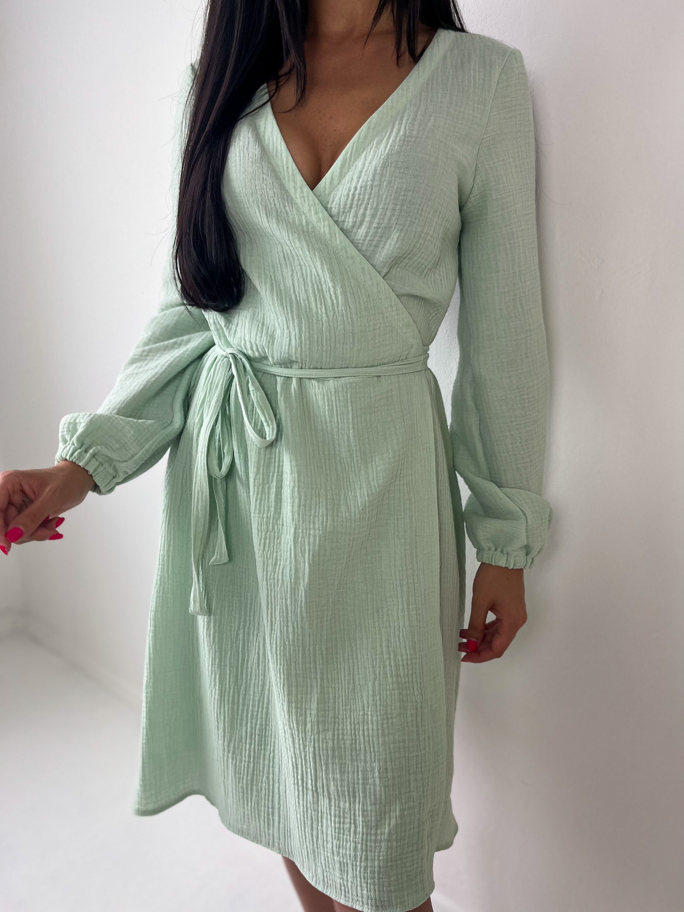 100% Cotton Summer Wrap Dress for Women | Organic Muslin Midi Sun Dress | Wedding Guest Cocktail Beach Party & Formal Wear