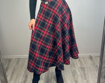 Crazy Girls Gonna Svasata Al Ginocchio Per Donna, Morbida E Elasticizzata, In Tessuto Jersey, Motivi Tartan Rosso E Leopardo, Taglie UK 8-26