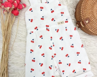 Girls Summer Romper Overall Toddler Jumpsuit | Soft Muslin Breathable Cotton Boho Suspender Dungarees Baby Outfit with Adjustable Straps