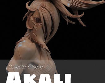 Akali Bust | League of Legends Collectible | Handmade Ninja Assassin Fantasy Statue