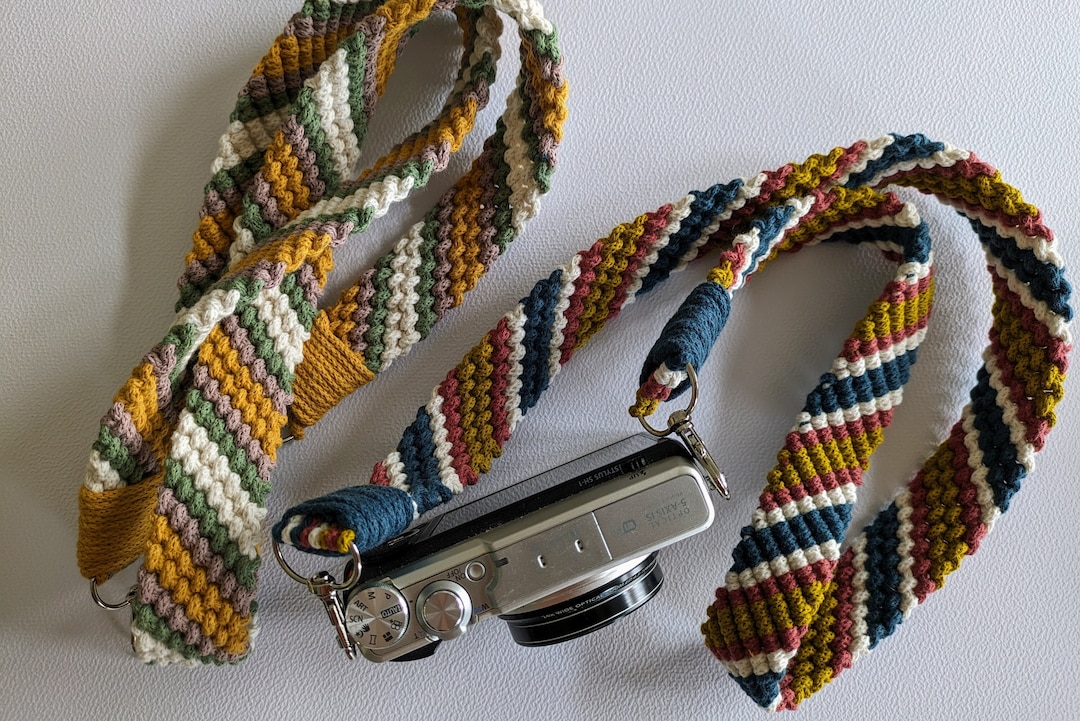 Taschenriemen breit, bunt geflochtener Makramee Kameragurt