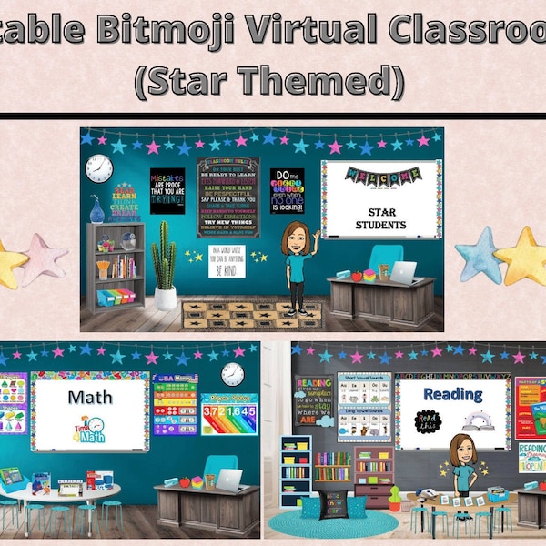 Bitmoji Virtual Ready Classrooms - Star Themed