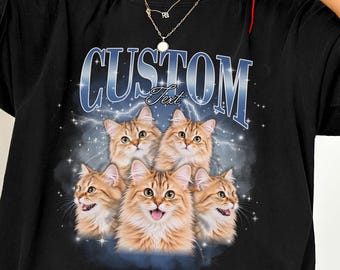 Custom Comfort Colors® Vintage Bootleg Pet Shirt Pet Photo + Name Custom Cat Portrait Personalized Shirt Custom T Shirts Dog Shirt 90's Tee
