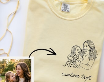 Personalized Comfort Colors® Custom Photo Mama Shirt, Custom Mama Photo Portrait,  Mothers Day Gift for Mom, Custom Name TShirt, New Mom Tee