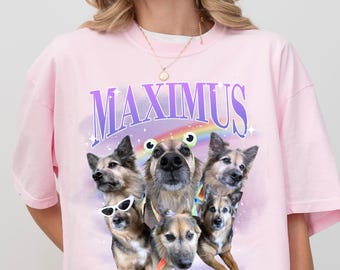 Custom Comfort Colors® Retro Dog Shirt, Personalized Pet Tee, Custom Photo Vintage 90s Graphic, Bootleg Rap Dog Shirt, Custom Design Tshirt