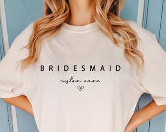 Personalized Bridesmaid T-shirt, Customized Bridesmaid Tee, Proposal Box Gift, Maid of Honor Shirt, Team Bride Party, Bridal Shower Matching