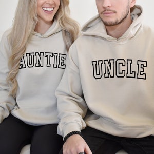 AUNTIE and UNCLE Sweatshirt or Hoodie, Auntie Crewneck, Uncle Sweatshirt, Pregnancy announcement, New Uncle Sweatshirt, Gift to new Aunt