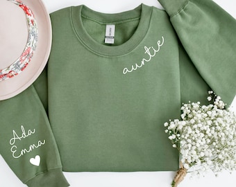Custom Auntie Sweatshirt: Personalized Nieces Nephews Names Gift