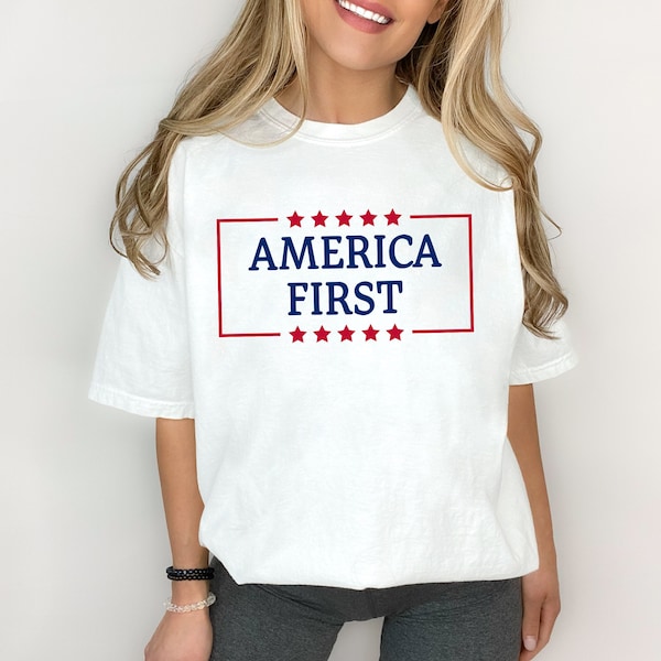 America First Shirt, 4th of July T-shirt, Patriotic shirt, Memorial Day, Team USA, Made in America, Stars & Stripes Flag, Comfort Colors Tee