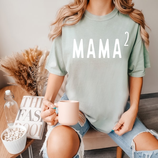 MAMA 2 Shirt, Custom Mama Shirt, Mom of Two, Mom Squared, Personalized Gift for Mother, Pregnancy Announcement, Gigi Mimi, Comfort Colors