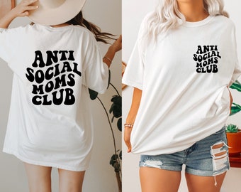 Anti Social Moms Club Shirt, Comfort Colors, Anti Social Shirt, Mama Shirt, Mom Shirt, Cute Retro Shirt for Moms, Aesthetic Shirt, Funny Mom