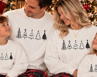 Festive Family Christmas Sweatshirt and Hoodie, Matching Christmas Outfits For Siblings, Family Sweaters, Christmas Tree Sweatshirt