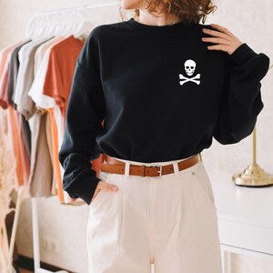 Pocket Skeleton Halloween Sweatshirt: Unisex Cotton Blend image 1