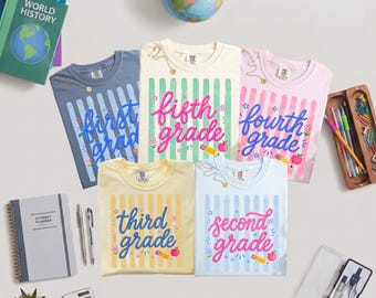 Comfort Colors® Grade Level Team Tee | Custom Back to School Teacher Shirt | Personalized School Staff Gift | First–Fifth Grade