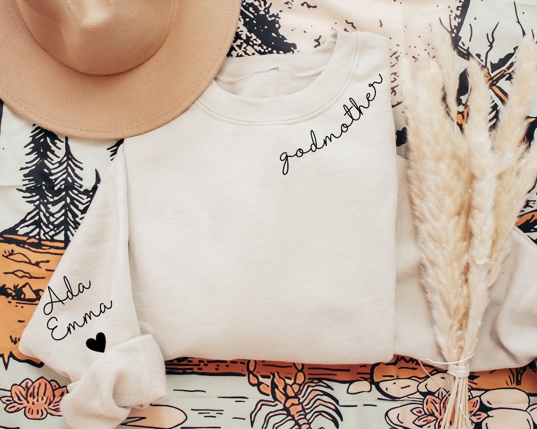 Custom Godmother Sweatshirt or Hoodie With Kid Names: Personalized Godmother Gift