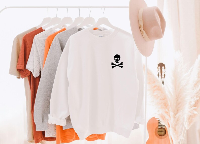 Pocket Skeleton Halloween Sweatshirt: Unisex Cotton Blend image 3