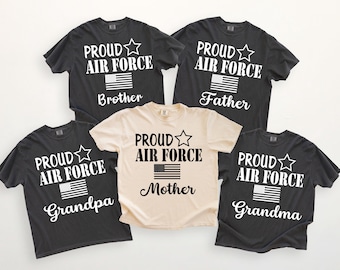 Proud Air Force Family Comfort Colors Shirt | Air Force Mom Dad Tee | Personalized Military Family Shirt | USAF Graduation Gift