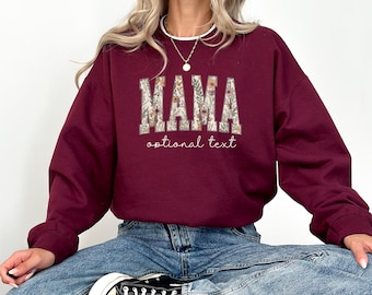 Floral Mama Sweatshirt | Retro Oversized Mom Crewneck | Personalized Patchwork Name Pullover | Mother's Day Gift for New Mom