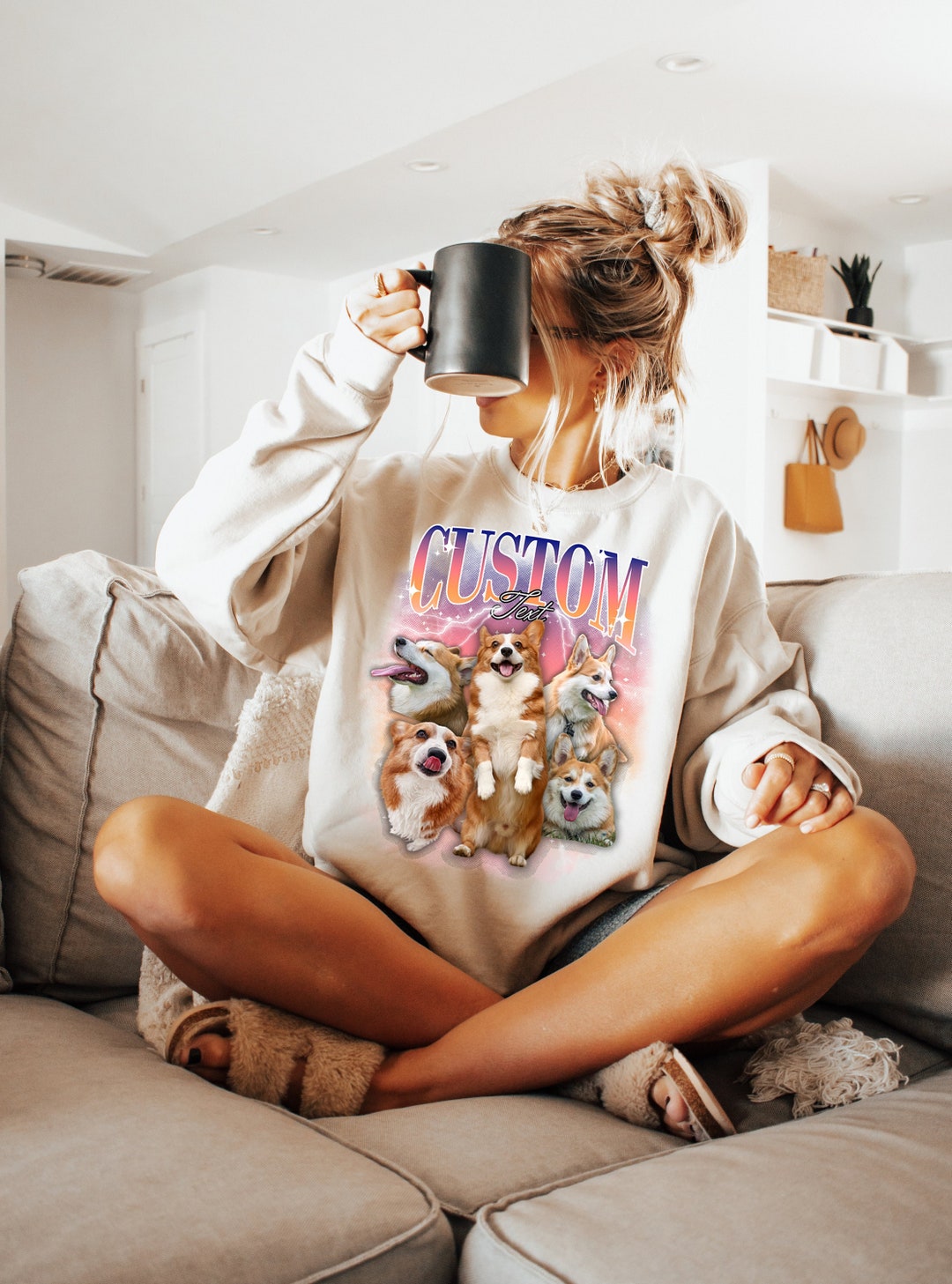80'S CALCRU Dog Print Animal Sweatshirt Trainer Made in USA Men's L Size Vintage /eaa526716