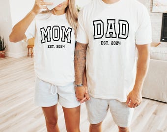Mom and Dad Comfort Colors Shirt: Pregnancy Announcement