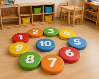 Zahlenkissen Set 1–10 – Sitzkissen für Kinder, Lernkissen für KITA & Schule, leicht zu reinigen, Lernspaß für Kinder, einfache Reinigung