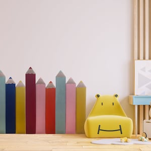 Unique Colourful Crayon Wall Panels, Kids Room Wall Decor, Upholstered Headboard, Nursery Wall Art, Soft Wall Bumper, Acoustic Wall Panels