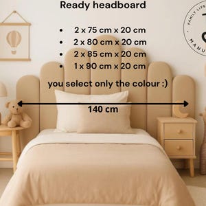 PREMIUM upholstered headboard of 140 cm (55.11 inch), ready headboard, soft bedhead, velvet headboard, scalloped headboard, set of 7 panels
