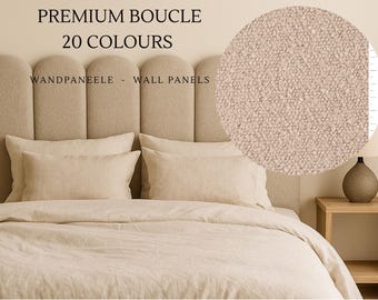 Premium Bouclé Wall Panel “Fence” – Upholstered Headboard Panel – 20 cm Width – Custom Height – Made in Poland – Fire Resistant & OEKO-TEX