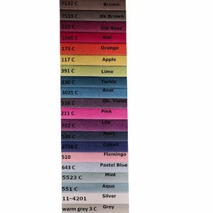 May include: A color chart showing Pantone colors with their corresponding names and codes. The colors range from beige to black.