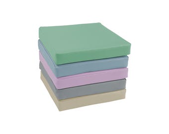 Set aus 5 Boden-Kissen 30x30x5 cm – Pastellfarben, schwer entflammbar, abwischbar – Kita, Schule, Therapie – EU-zertifiziert, made in EU