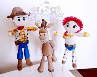Toy Story Fondant Cake Toppers: Woody, Jessie, Buzz, Alien, Bullseye