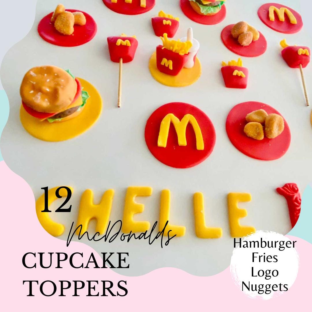 Food Case Topper Mcdonald's Fast Food Cake Topper, French Fries, Hamburger ...