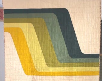 Retro Stripe Quilt Pattern PDF Download - Beginner Curves Sewing Quilting Modern Throw