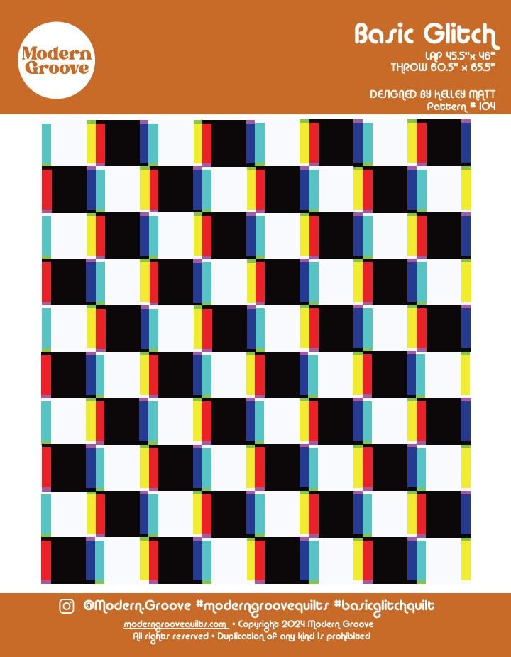 Basic Glitch Quilt Pattern PDF Download - Beginner Sewing Quilting Modern Throw Optical Illusion Checkerboard Retro