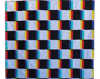 Basic Glitch Quilt Pattern PDF Download - Beginner Sewing Quilting Modern Throw Optical Illusion Checkerboard